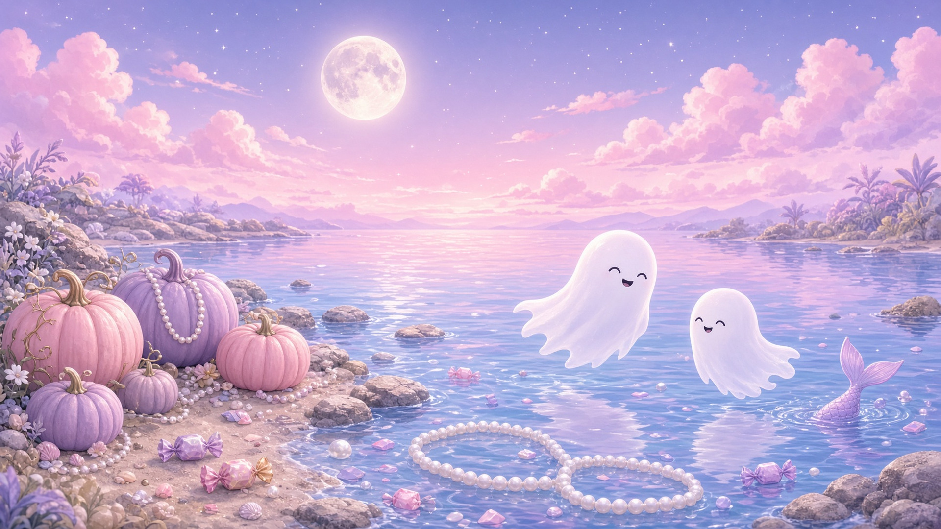 Candy Moon digital wallpaper