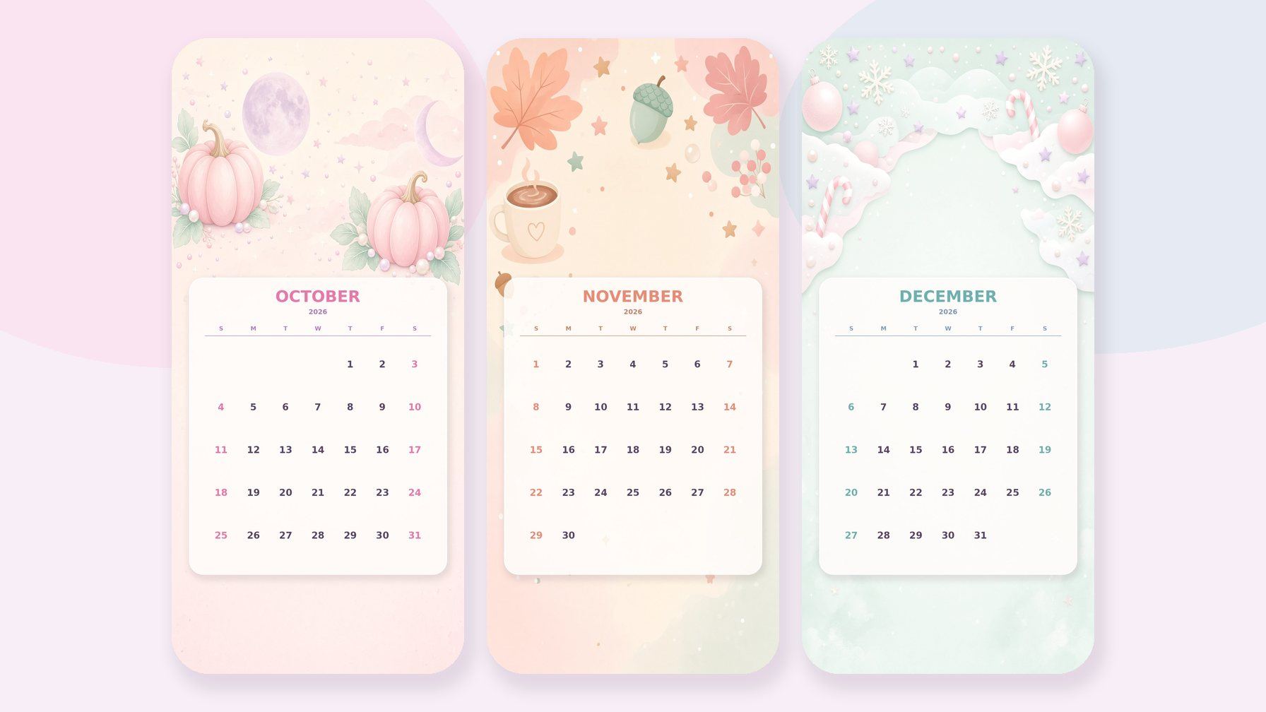 Moon Calendar 2026 digital wallpaper